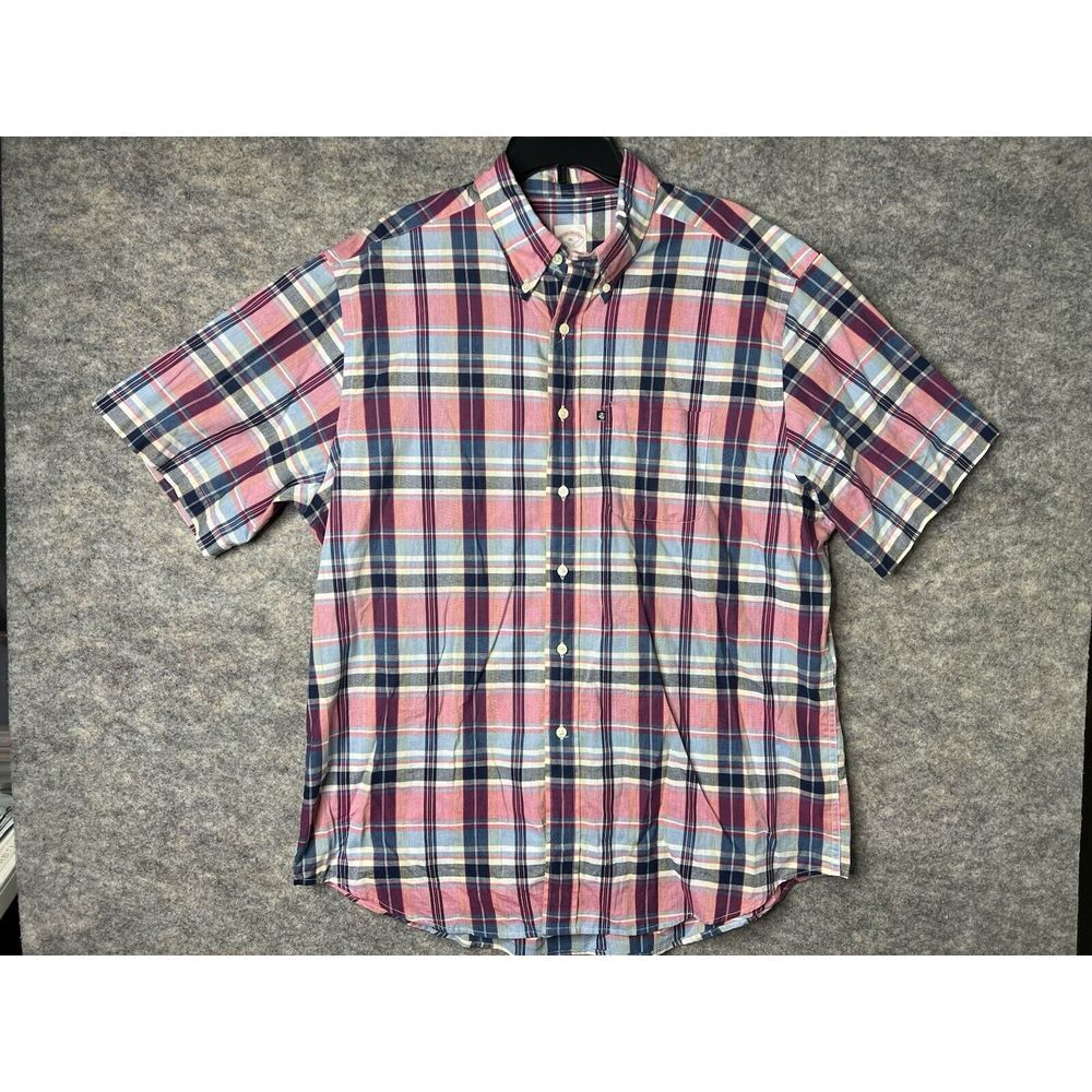 Brooks Brothers Button Down Shirt Mens XL Multi Colored Plaid Checkered 346